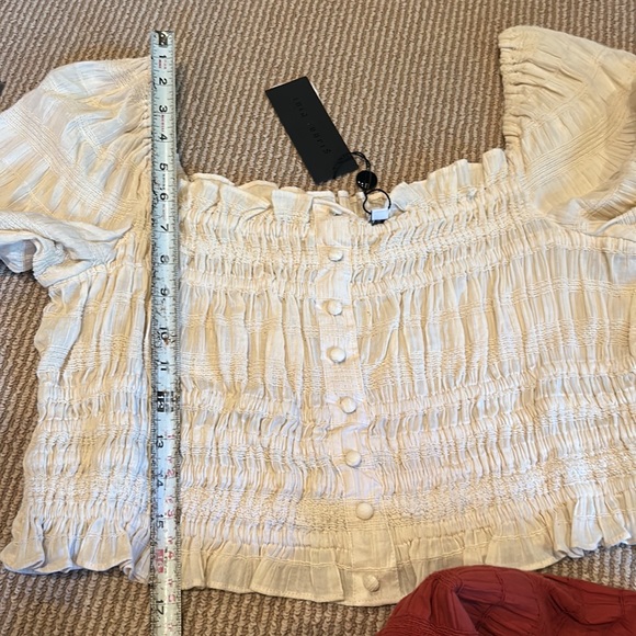 2 NWT GIANNI BINI ruched elastic fall crop tops size L/XL - Picture 6 of 11